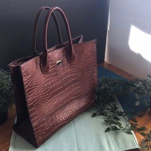 🌼 Bronzed Brown Faux Alligator Tote Bag